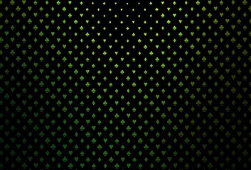 Dark green vector background with cards signs.