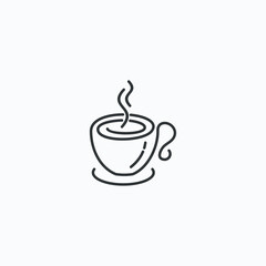Coffee Cup Smoke, Cafe Bar simple line icon logo design inspiration