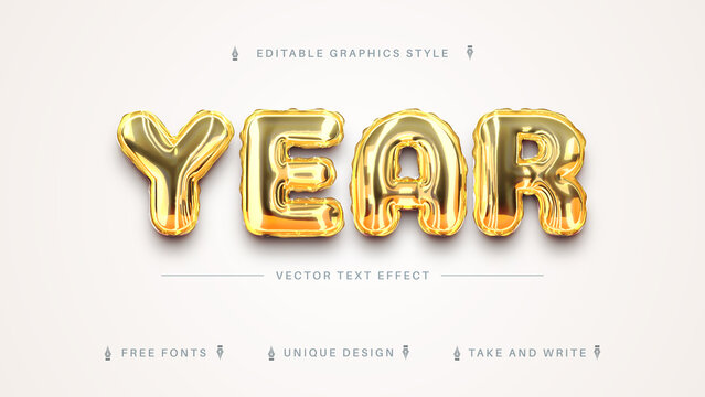 Golden Balloons - Editable Text Effect, Font Style