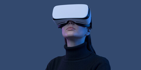 Beautiful woman experiencing virtual reality