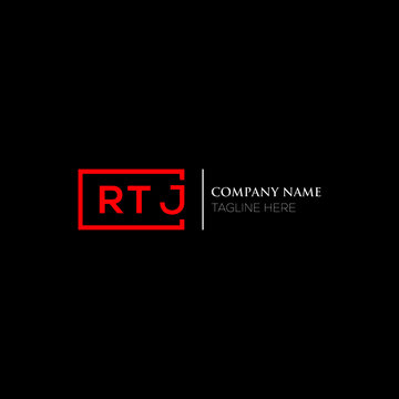 RTJ logo monogram isolated on circle element design template, RTJ letter logo design on black background. RTJ creative initials letter logo concept. RTJ letter  design.