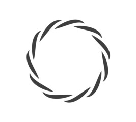 Round frame black and white vector ornament. Graphic border doodle. Ring curve link connection