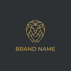 Unique elegant luxury line lion logo design icon vector illustration