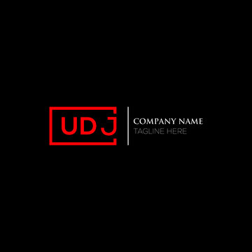 UDJ logo monogram isolated on circle element design template, UDJ letter logo design on black background. UDJ creative initials letter logo concept.  UDJ letter design.