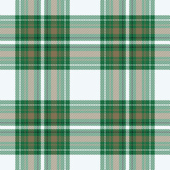 Plaid seamless pattern in green. Check fabric texture. Vector textile print.