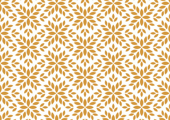 Flower geometric pattern. Seamless vector background. White and gold ornament. Ornament for fabric, wallpaper, packaging. Decorative print