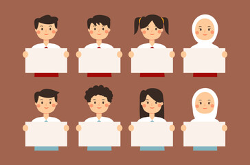 student holding a banner 