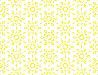Abstract geometric pattern with lines, snowflakes. A seamless vector background. White and yellow texture. Graphic modern pattern