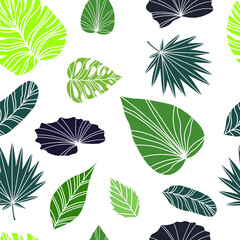 Tropical leaf flat design seamless pattern vector for decoration on summer season and tropical garden.