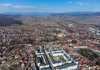 Fototapeta na wymiar aerial view of the Reghin city - Romania