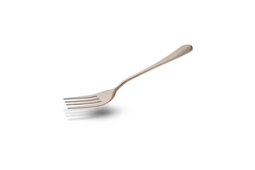 Stainless steel fork on white background isolated. Stainless steel tableware