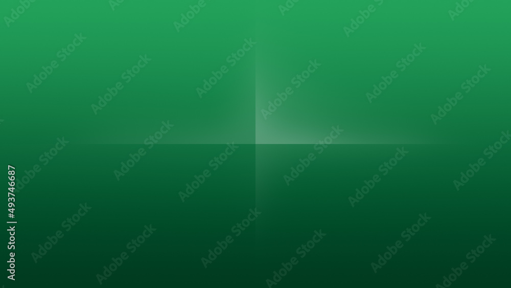 Poster green color gradient background with folded center, lines or cross in the middle. abstract minimal b