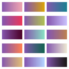 Set of horizontal gradient backgrounds. Color transition from amethyst to other shades. Background for design.