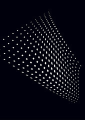 Abstract geometric background, lines of white small squares on a black background. Business or technical presentation. Vector