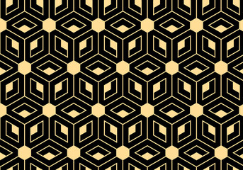 Abstract geometric pattern. A seamless vector background. Gold and black ornament. Graphic modern pattern. Simple lattice graphic design