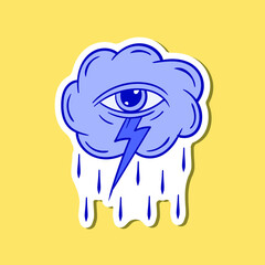 hand drawn eye cloud rain doodle illustration for stickers etc