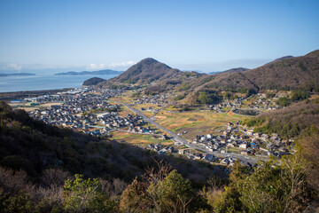 日本の岡山県の寄島竜王山のとても美しい景色