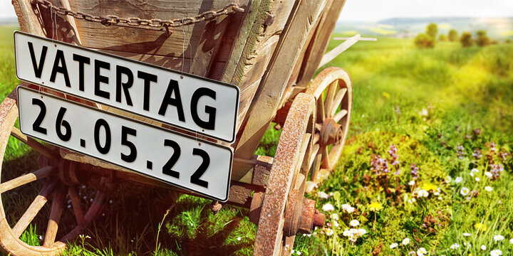 Vatertag, Bollerwagen mit Datum 26. Mai 2022