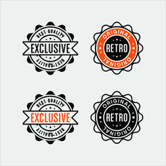 Four retro style stamp label vector