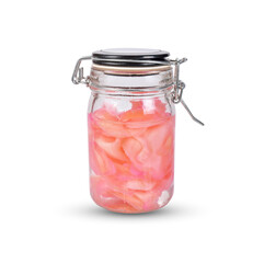 pink pickled ginger isolated on white background.
