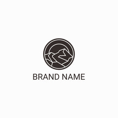 Simple minimalist mountain logo, landscape geometric logo design vector illustration