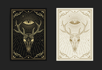 Mystical deer skull head