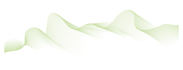 abstract vector green wave melody lines on white background	
