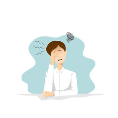 Stressed man covering his face with hand