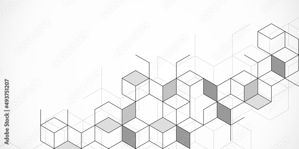 Poster Abstract geometric background with isometric vector blocks, polygon shape pattern