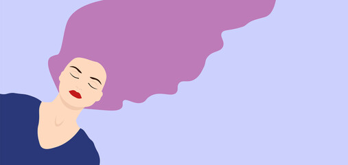 Fashionable background with a meditating woman on an isolated background for cards, banners, logos, posters. Trend design of man in urban jungle. Pastel colors.