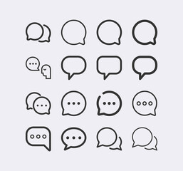 Speech bubble line icon set