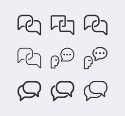 Speech bubble line icon set