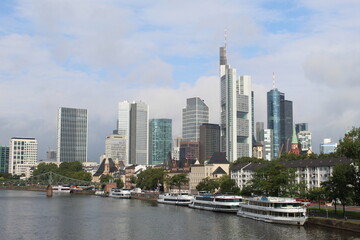 A city river and skyscrapers