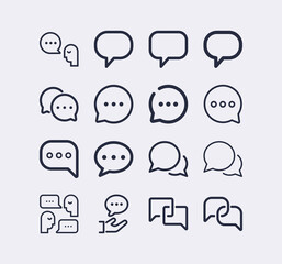 Speech bubble line icon set