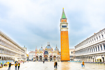 A view over San Marco Cathedral, Campanile di San Marco and Procuratie vecchie from San Marco Square.