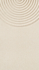 Fototapeta na wymiar Lines drawing on sand, beautiful sandy texture. Spa background, minimal concept
