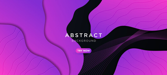 Liquid abstract background. Blue and pink fluid vector banner template for social media, web sites. Wavy shapes	
