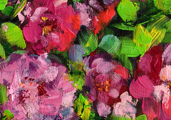 Oil painting bouquet of flowers. Impressionist style. oil painting texture. Drawn bright multi-colored flowers