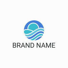Fototapeta premium sea and sun island logo design vector Template