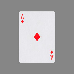 Ace of Diamonds. Isolated on a gray background. Gamble. Playing cards.