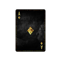 Ace of Diamonds, grunge card isolated on white background. Playing cards. Design element.