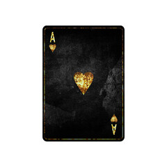 Ace of Hearts, grunge card isolated on white background. Playing cards. Design element.