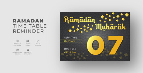 Ramadan mubarak time table islamic calendar fasting reminder