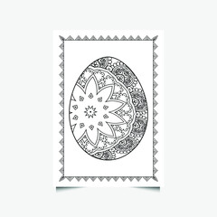 Easter egg doodle coloring book page. coloring pages for children and adults on a white background.