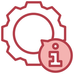 setings red line icon,linear,outline,graphic,illustration