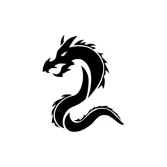 Silhouette dragon mascot logo design template