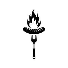 sausage fork logo icon design template vector