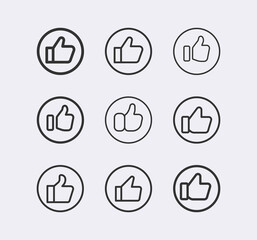 Thumbs up line icon set