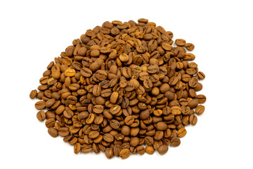 Roasted coffee beans isolated on a white background