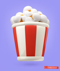 3d icon. Popcorn vector render object - 493761253